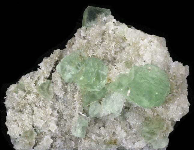 Sea Green Fluorite on Quartz - China #32491